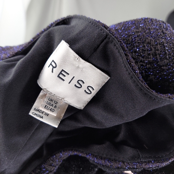 Reiss Dress Sleeveless Stretch Texture Sparkle Colorblock Wave Knit Sheath 8 - Picture 5 of 7